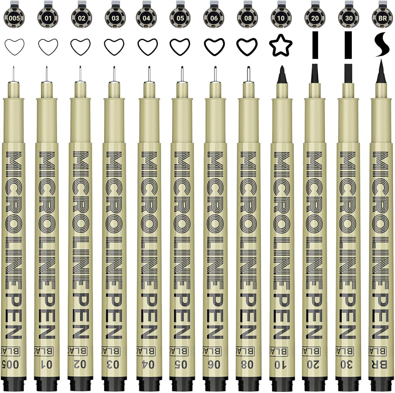 Micro-Pen Fineliner Ink Pens Black: 12 Size Black Micro Pen Set, Fine Line Art Pens for Artists, Waterproof Archival Inking Fine Liners for Technical Drawing, Sketching, Illustration, Manga